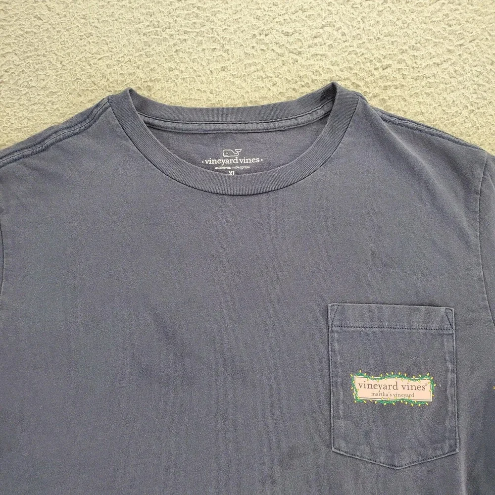 Vineyard Vines Shirt Boys Youth XL‎ Navy Blue Graphic Martha's Vineyard Spellout